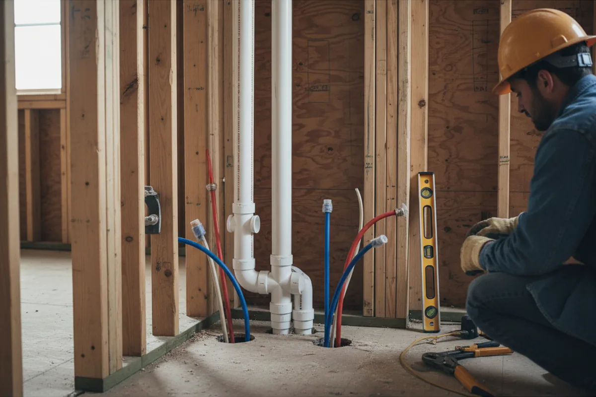 Drain and supply rough-in during Drain Cleaning in Millville
